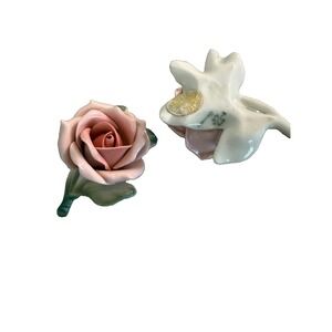 Antique Karl Ens Porcelain Pink Rose Volkstedt Germany 1920 Foil Sticker